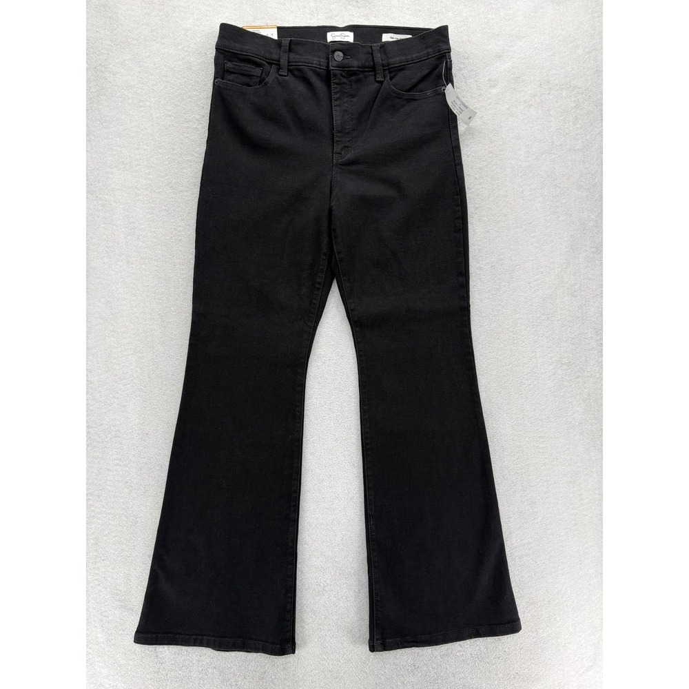 Jessica Simpson High Rise Flare Jeans Womens 12 Black Rinse Stretch Denim Casual